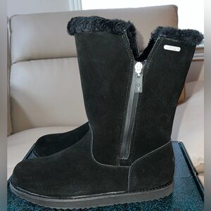 Emu Australia Black Suede Gravelly 2.0 Winter Zip Boots with Sheepskin Size 8